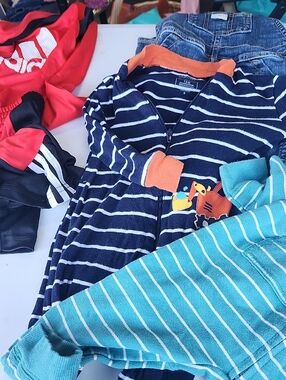 Carter's Teal and White Striped Baby Zip Hoodie Adidas Short Set Overalls  Long